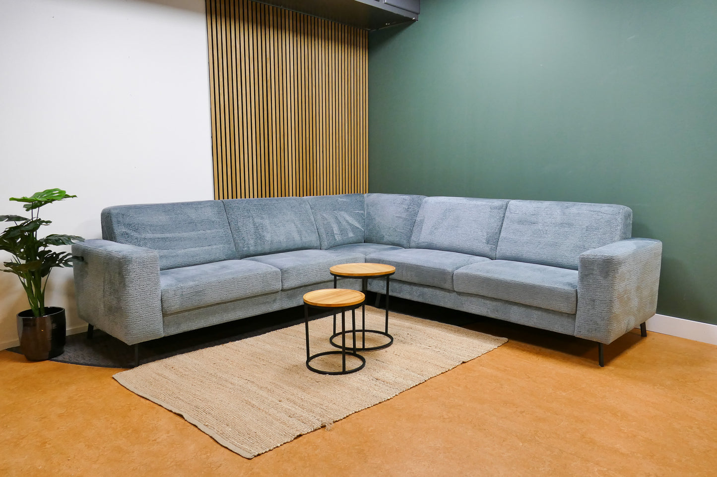 Refurbished Grote Hoekbank Turqouise/Blauw