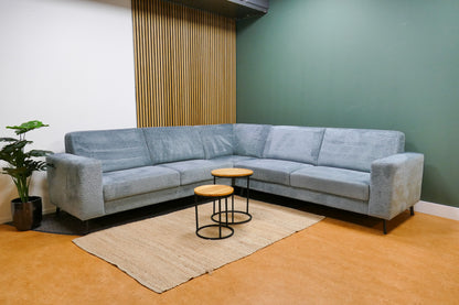 Refurbished Grote Hoekbank Turqouise/Blauw