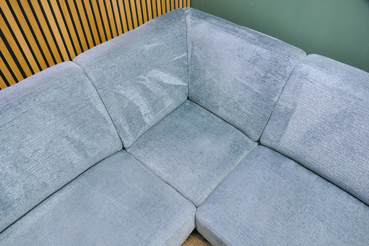 Refurbished Grote Hoekbank Turqouise/Blauw