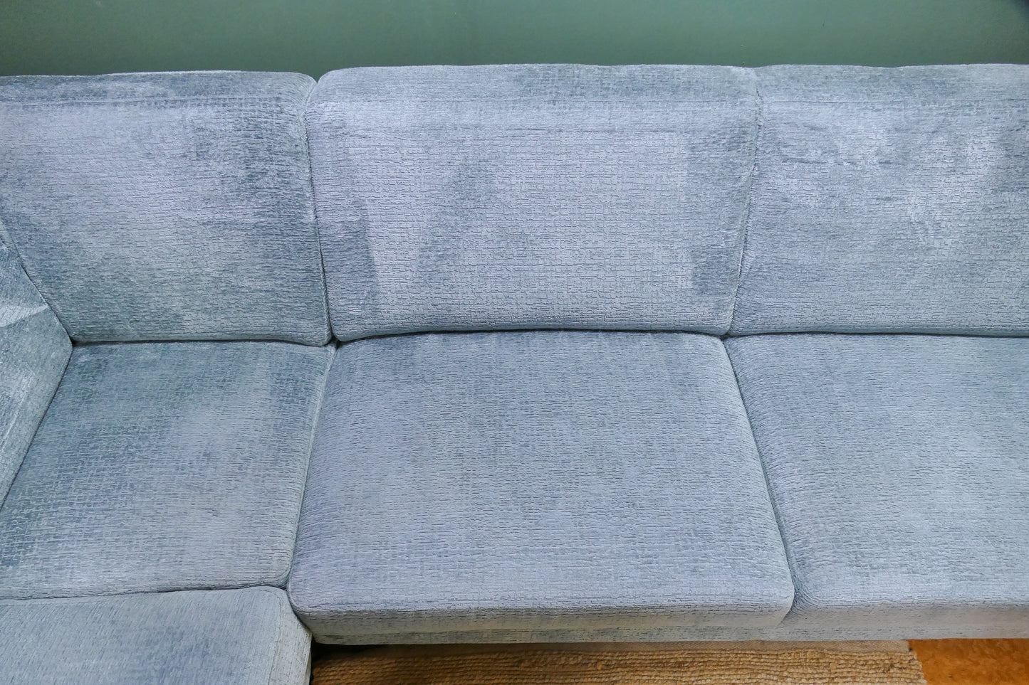 Refurbished Grote Hoekbank Turqouise/Blauw