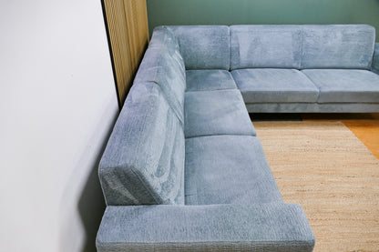 Refurbished Grote Hoekbank Turqouise/Blauw