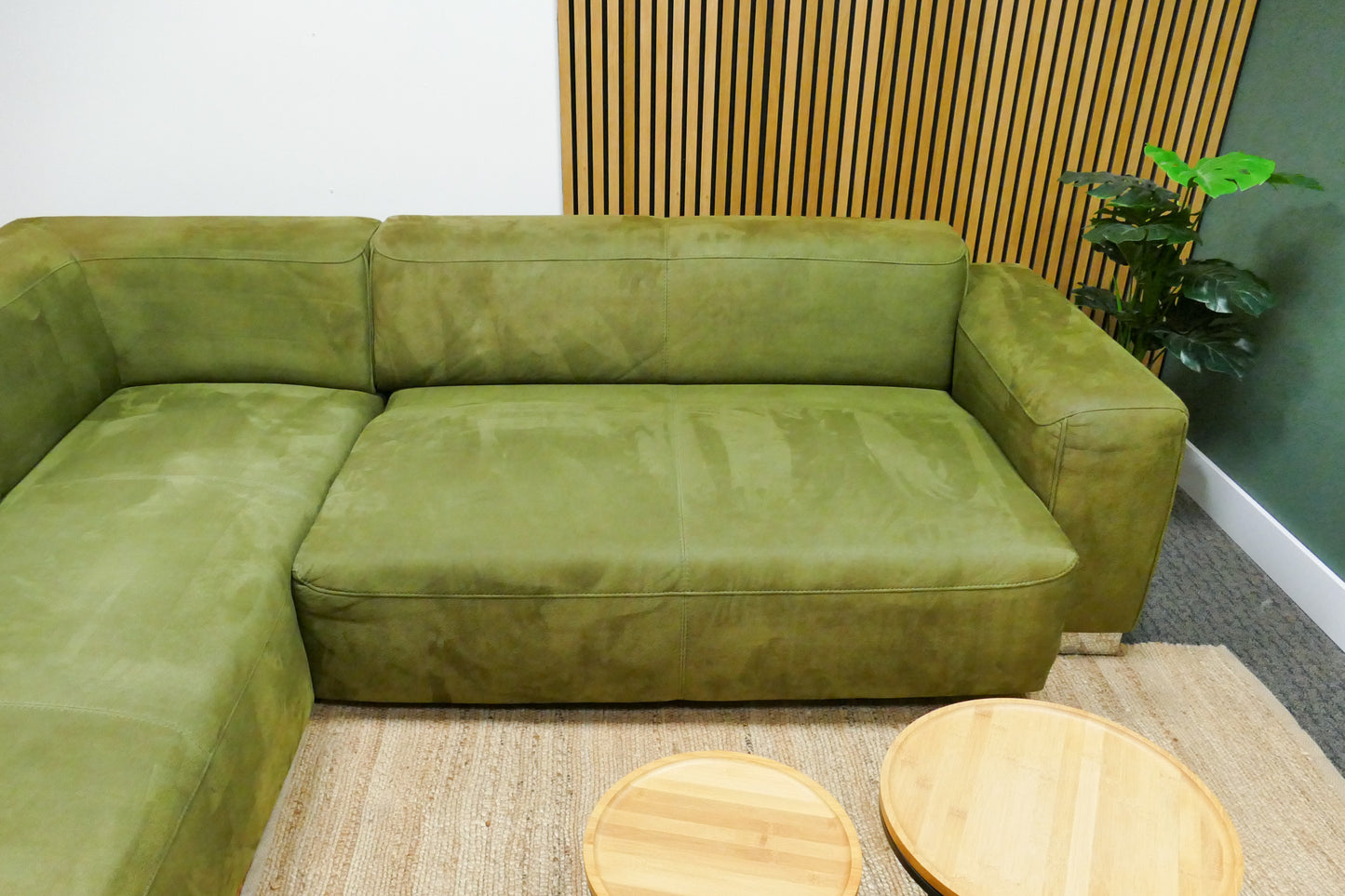 Refurbished Hoekbank Montèl Microvezel Groen