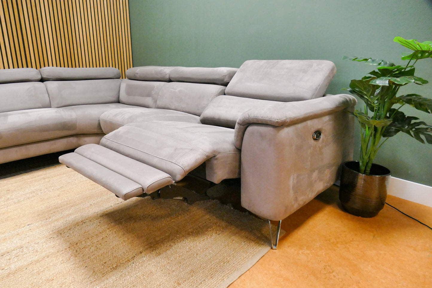 Refurbished Elektrische Hoekbank Microvezel Grijs