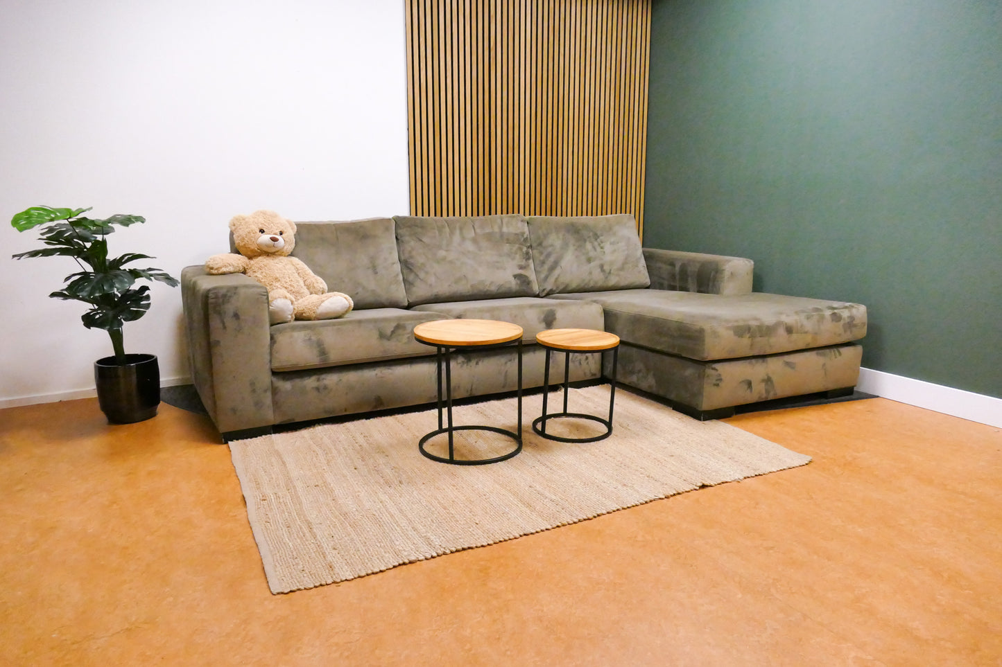 Refurbished Chaise Longue Taupe Groen