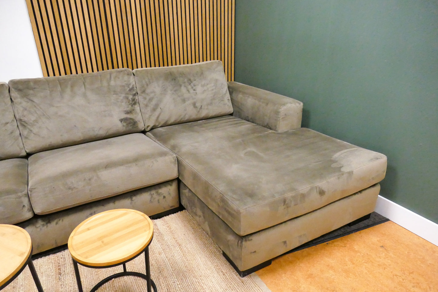 Refurbished Chaise Longue Taupe Groen