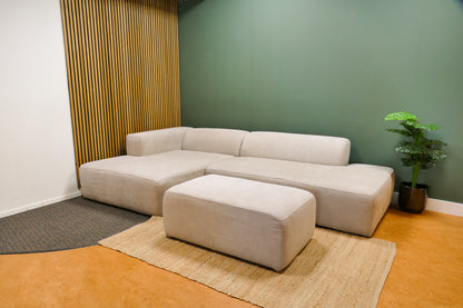 Refurbished Chaise Longue Beige 4x6 Sofa Met Hocker