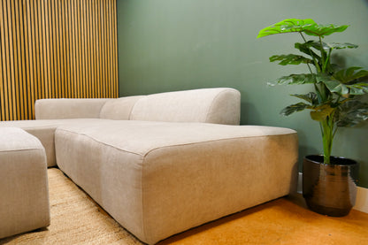 Refurbished Chaise Longue Beige 4x6 Sofa Met Hocker