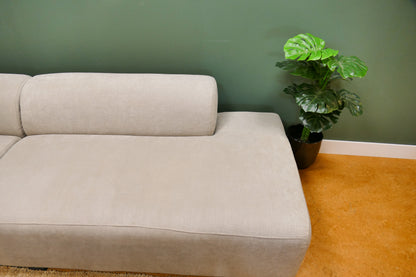 Refurbished Chaise Longue Beige 4x6 Sofa Met Hocker