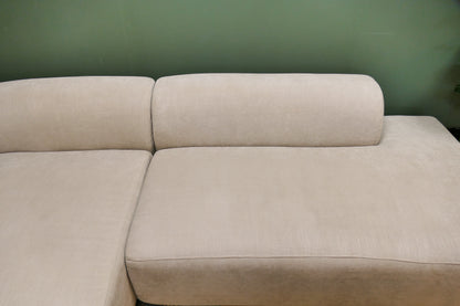 Refurbished Chaise Longue Beige 4x6 Sofa Met Hocker