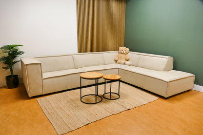 Refurbished Beige Hoekbank Bysidde Sommer