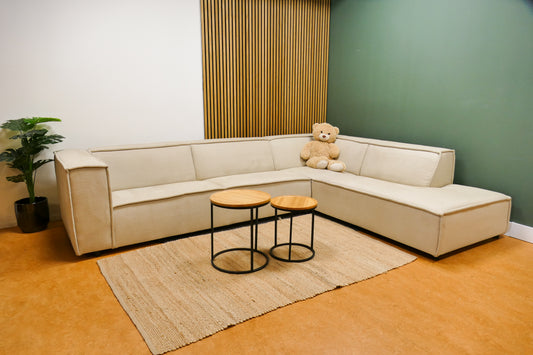 Refurbished Beige Hoekbank Bysidde Sommer