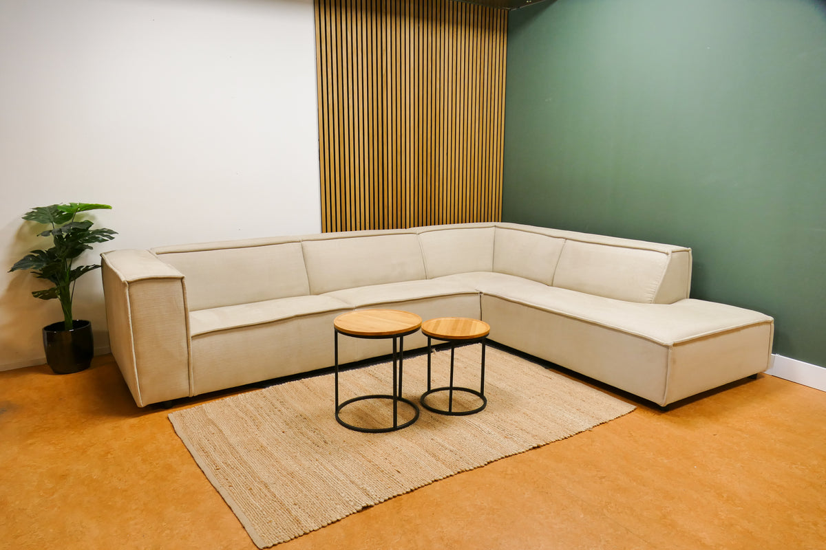 Refurbished Beige Hoekbank Bysidde Sommer