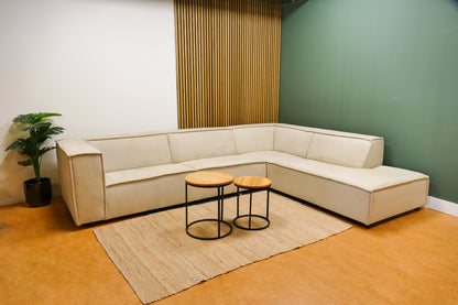Refurbished Beige Hoekbank Bysidde Sommer