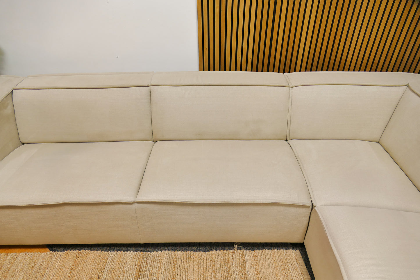 Refurbished Beige Hoekbank Bysidde Sommer