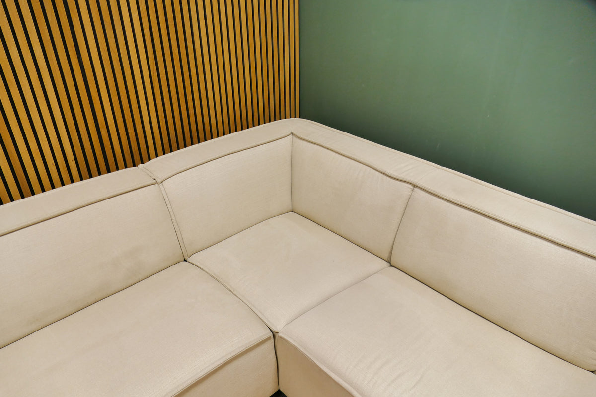 Refurbished Beige Hoekbank Bysidde Sommer