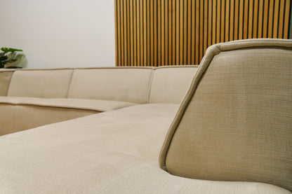 Refurbished Beige Hoekbank Bysidde Sommer