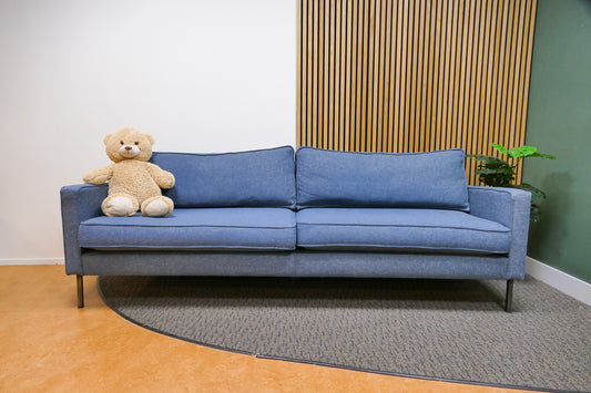 Refurbished 3-Zits Bank Woood Blauw Gemêleerd