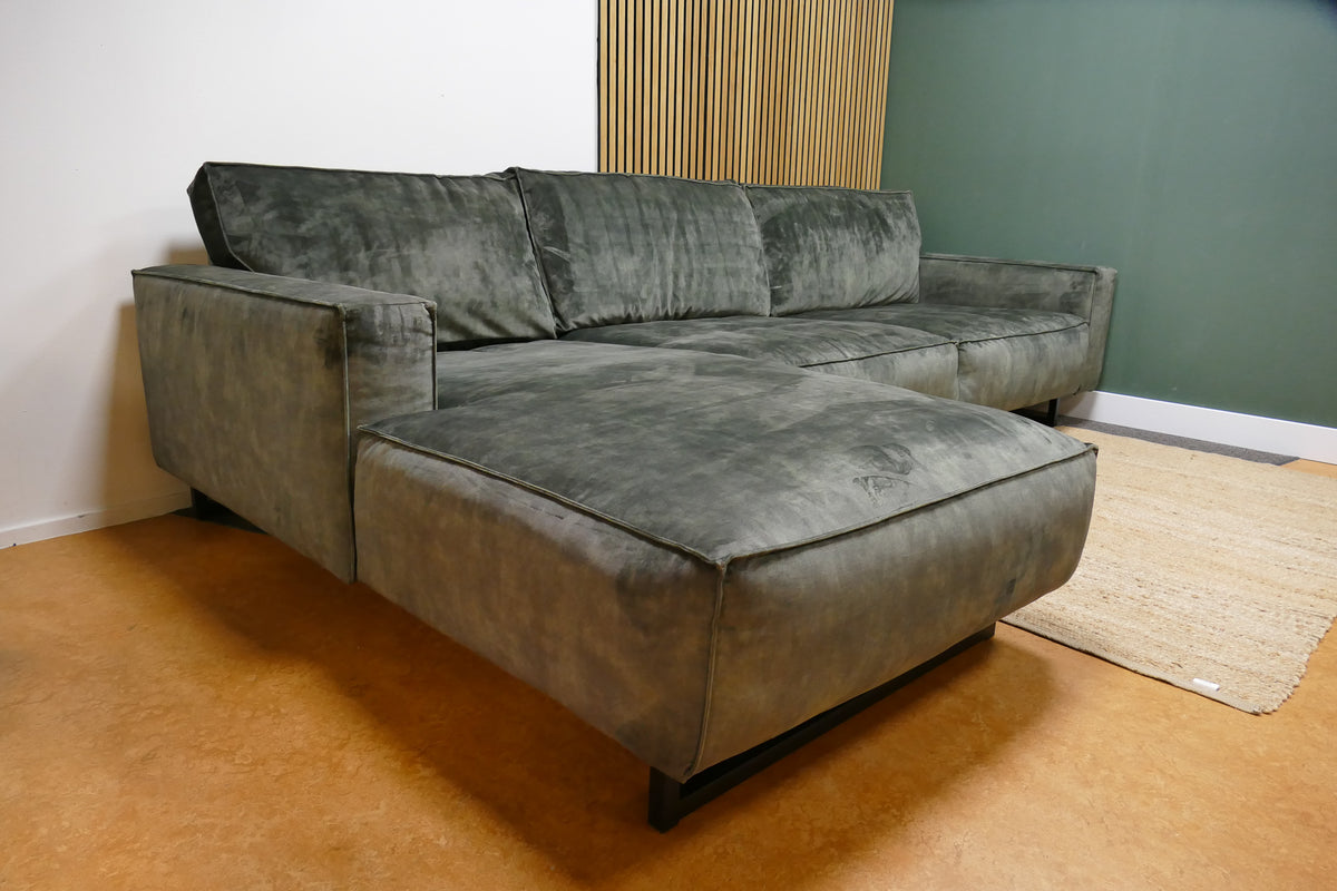 Refurbished Chaise Longue XL Velvet Groen