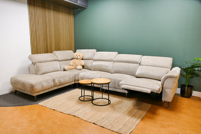 Refurbished Grote Hoekbank Beige Elektrisch