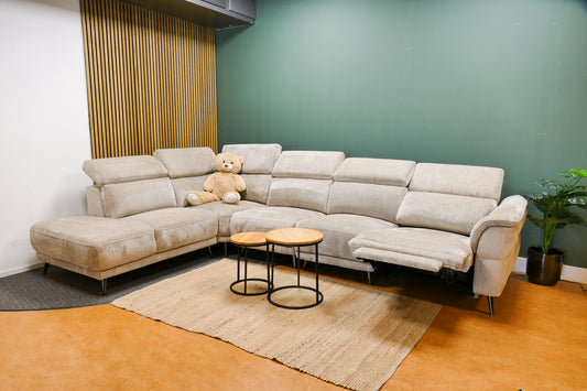 Refurbished Grote Hoekbank Beige Elektrisch