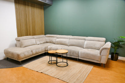Refurbished Grote Hoekbank Beige Elektrisch