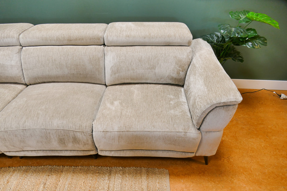 Refurbished Grote Hoekbank Beige Elektrisch