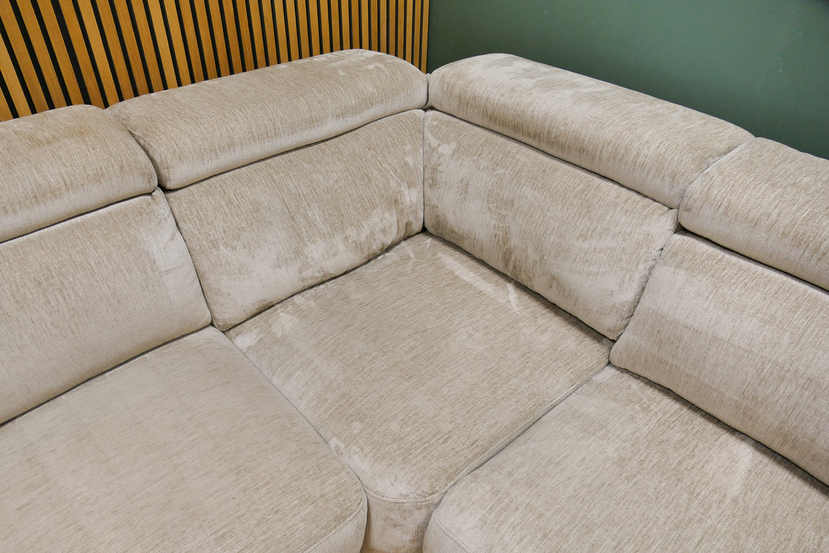 Refurbished Grote Hoekbank Beige Elektrisch