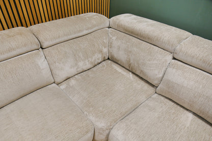 Refurbished Grote Hoekbank Beige Elektrisch