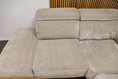 Refurbished Grote Hoekbank Beige Elektrisch