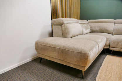 Refurbished Grote Hoekbank Beige Elektrisch
