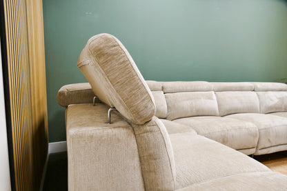 Refurbished Grote Hoekbank Beige Elektrisch