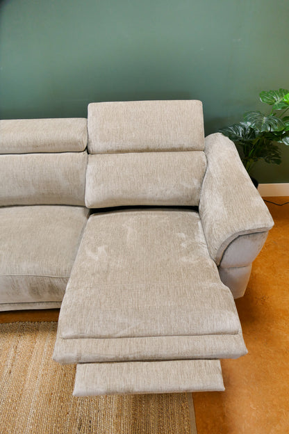 Refurbished Grote Hoekbank Beige Elektrisch