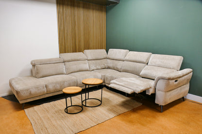 Refurbished Grote Hoekbank Beige Elektrisch