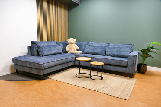 Refurbished Lounge Hoekbank Zen Lifestyle Velvet Blauw