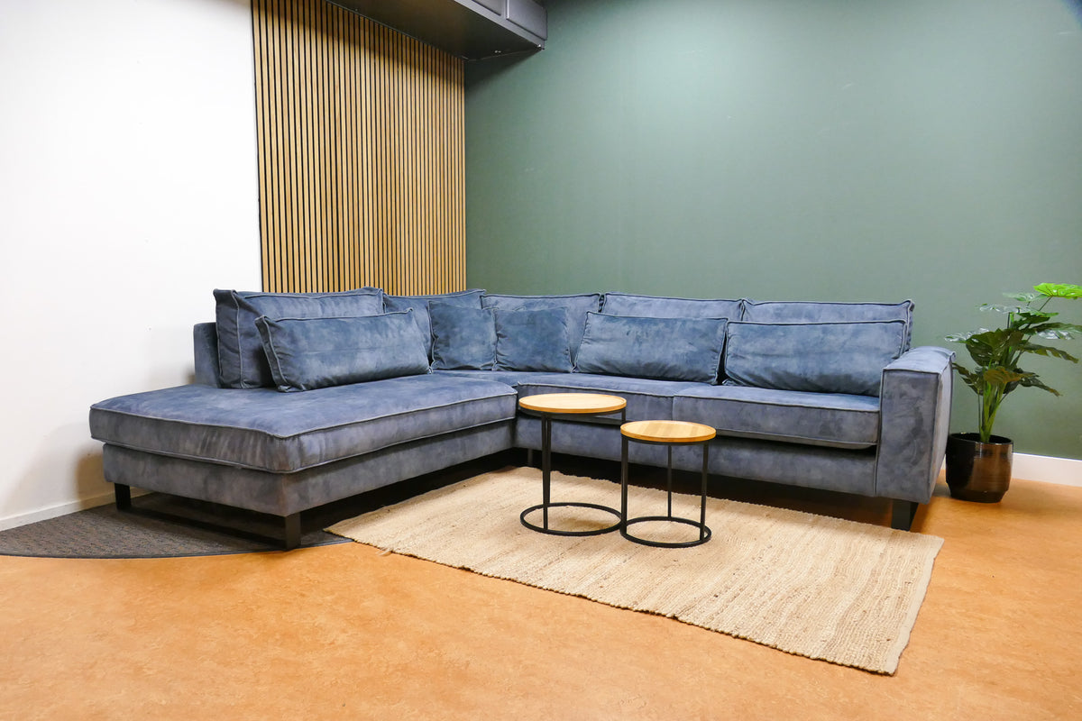 Refurbished Lounge Hoekbank Zen Lifestyle Velvet Blauw