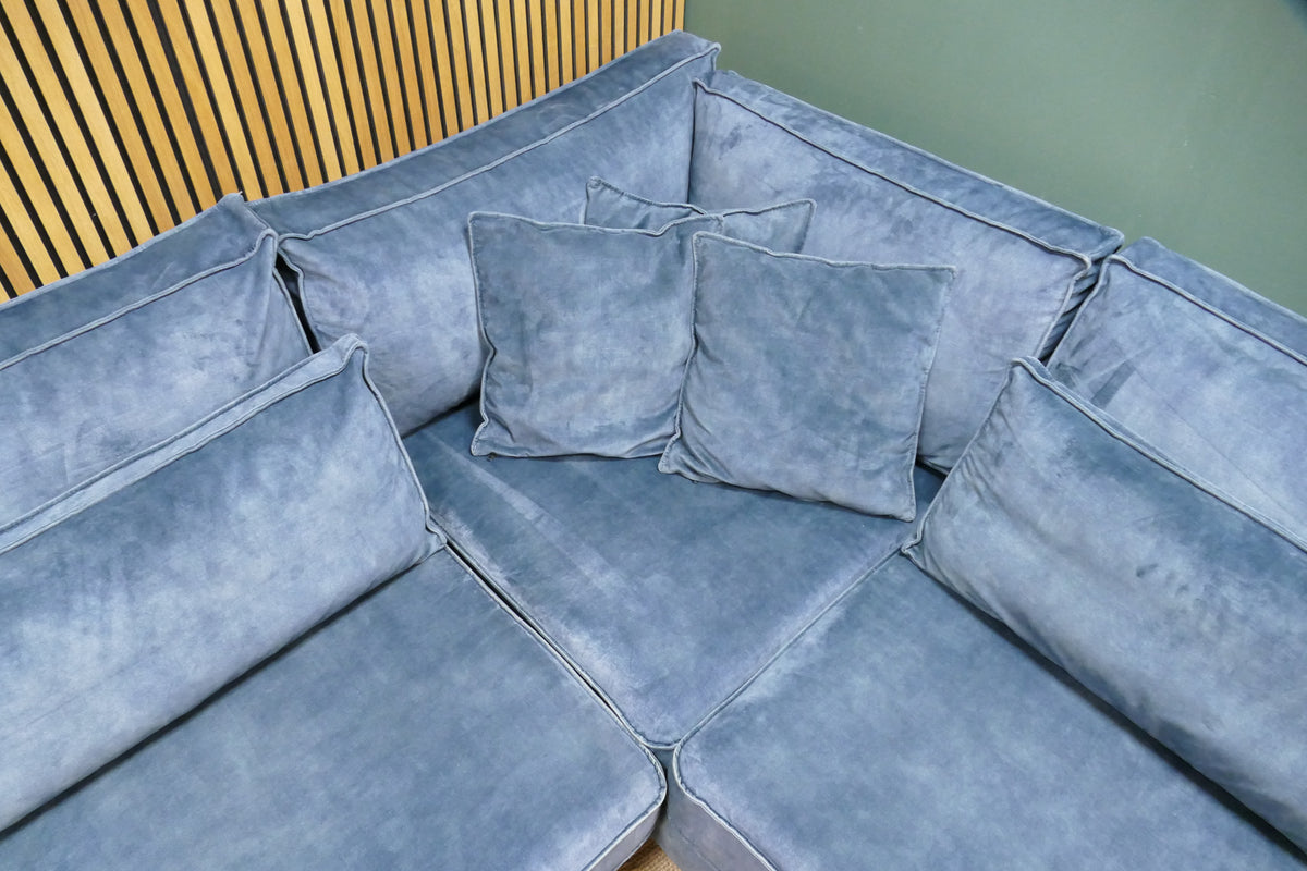Refurbished Lounge Hoekbank Zen Lifestyle Velvet Blauw