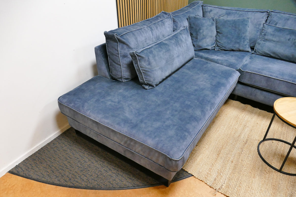 Refurbished Lounge Hoekbank Zen Lifestyle Velvet Blauw