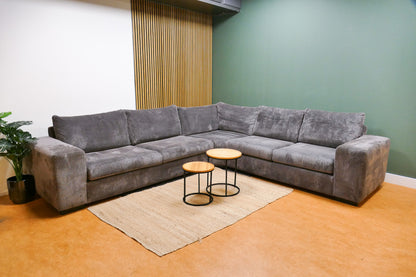 Refurbished Grote Lounge Hoekbank Ribstof Antraciet