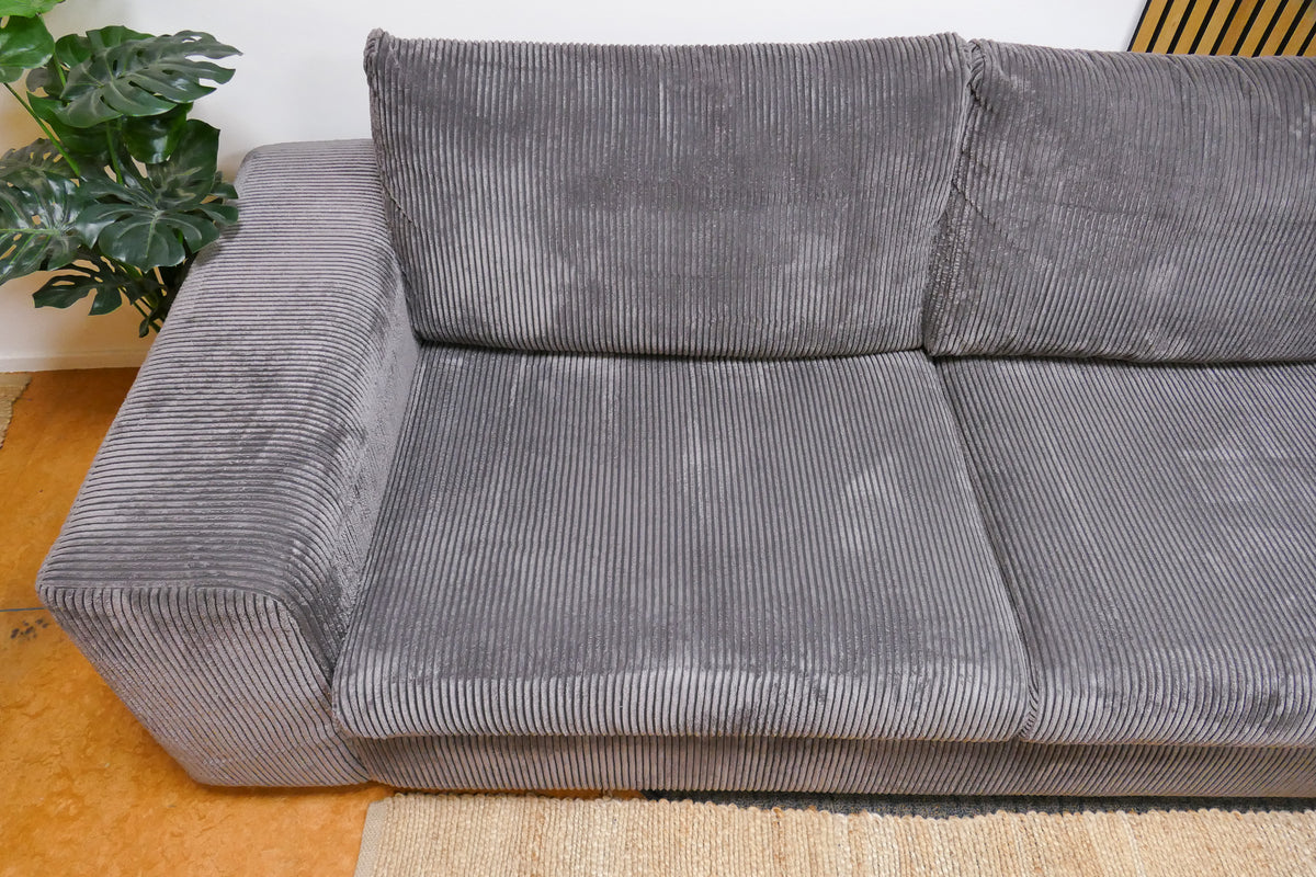 Refurbished Grote Lounge Hoekbank Ribstof Antraciet