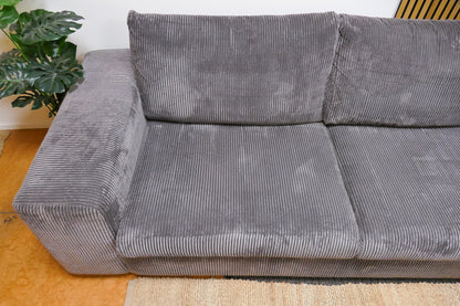 Refurbished Grote Lounge Hoekbank Ribstof Antraciet