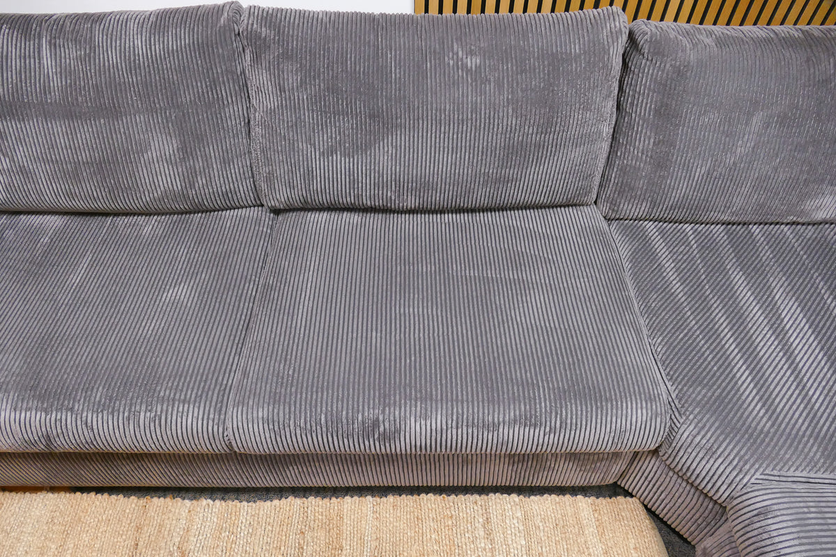Refurbished Grote Lounge Hoekbank Ribstof Antraciet