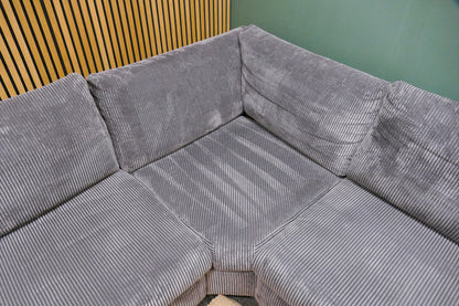 Refurbished Grote Lounge Hoekbank Ribstof Antraciet
