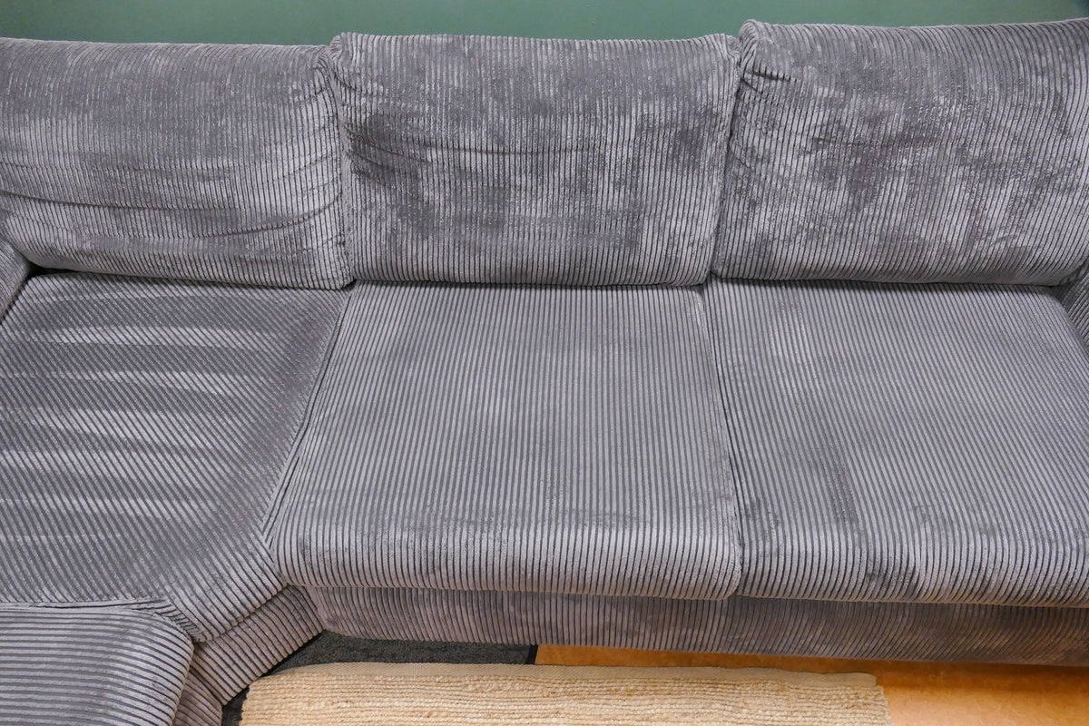 Refurbished Grote Lounge Hoekbank Ribstof Antraciet