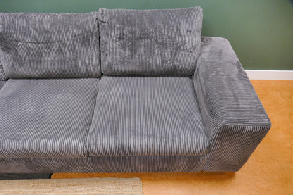 Refurbished Grote Lounge Hoekbank Ribstof Antraciet