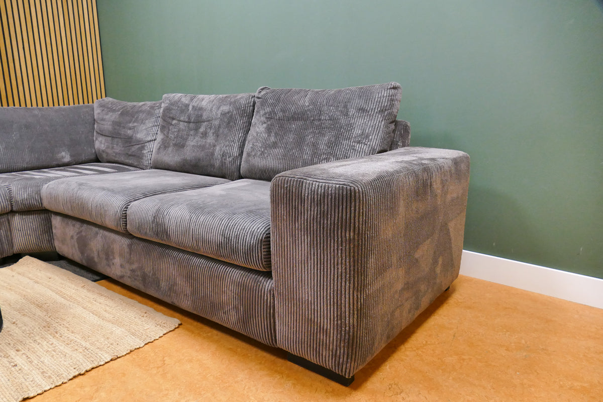 Refurbished Grote Lounge Hoekbank Ribstof Antraciet