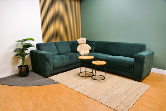 Refurbished Kleine Hoekbank Velvet Donkergroen