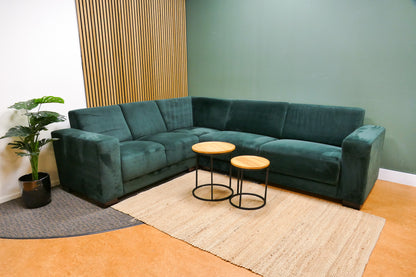 Refurbished Kleine Hoekbank Velvet Donkergroen
