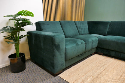 Refurbished Kleine Hoekbank Velvet Donkergroen