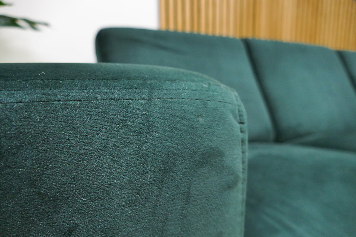 Refurbished Kleine Hoekbank Velvet Donkergroen