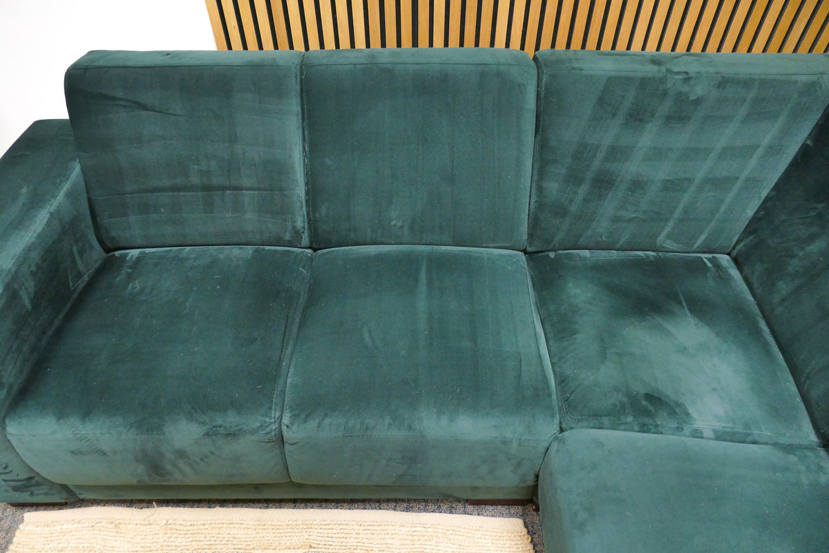 Refurbished Kleine Hoekbank Velvet Donkergroen